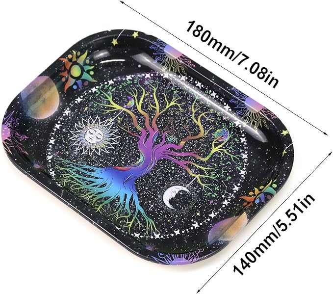 Metal Tray With Tree Design