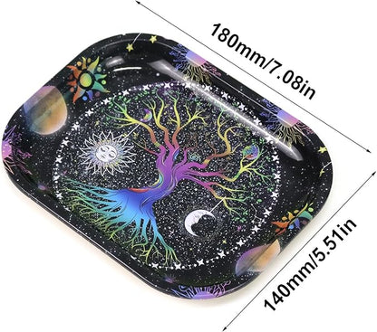 Metal Tray With Tree Design