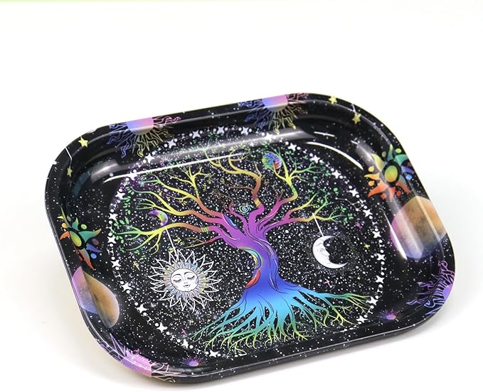 Metal Tray With Tree Design