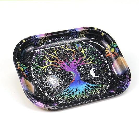 Metal Tray With Tree Design